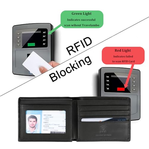 Travelambo Genuine Leather Wallet for Men with Gift Box - Handmade Bifold Stylish - Mens Wallets Rfid Blocking with 2 ID Windows - color: Oil Wax Black