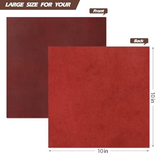 RingSun 10''X10'' Red Leather Sheets for Crafts (3mm), Full Grain Leather Tooling Leather - color: Red, size: 10''X10''
