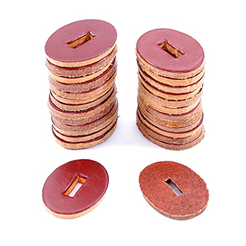 Cowhide Leather Handle Washers - Oval Shape - (1.30 x 1.00 x .125) - (Chestnut) - USA Made - (for Knife Making & Hobby) - (25 Pack) - color: (Chestnut)(25 Pack)