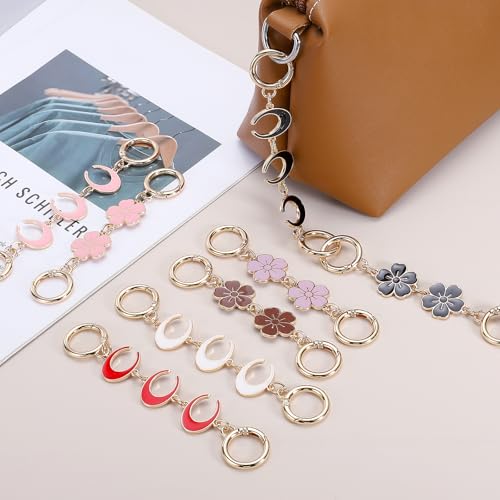 MECCANIXITY Bag Extender Chain, Purse Strap Extender Moon & Snowflake Round Clasp for Bag Charm Handbags Purse - color: Light Gold/Purple