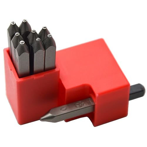 9pcs Heavy Duty Steel Stamp Uppercase Reverse Numbers 3/64 1mm Hand Stamping Serial Mark Code Alphabet Punch Kit for Jewelry Metal Sheet Plate Mold Die Making - size: 1mm Number Reverse Punch