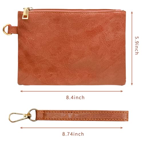 K.E.J. Clutch Purses for Women Wallet Wristlet Small Wallet Purses Clutch Handbags Zipper Purse for Ladies Women Gifts - color: Brown