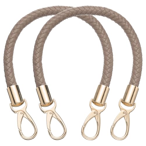 uxcell 2 Pcs Leather Purse Strap, 15.7 Inch PU Leather Braided Purse Replacement Shoulder Strap for Handbags with Buckle for DIY Handbag Purse Making, Khaki - color: Khaki