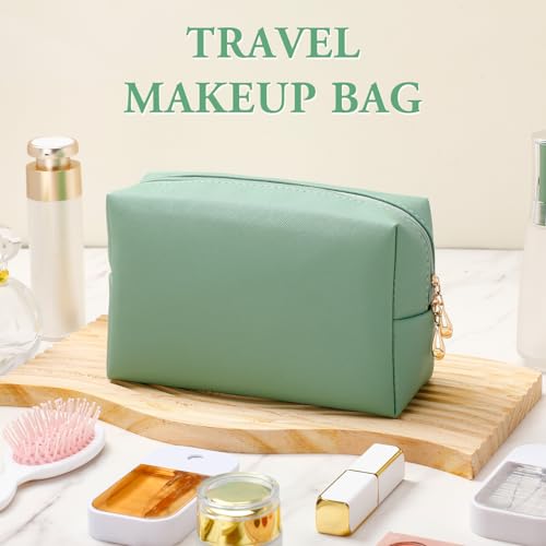 Kigeli Leather Makeup Bag PU Leather Cosmetic Pouch Wide-open Waterproof Toiletry Organizer with Dividers Travel Bag Birthday Valentine's Day Gifts for Women Friend Sister Daughter BFF(Green) - color: Green