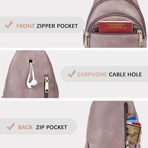 BOSTANTEN Sling Bag for Women Leather Crossbody Bags Fanny Pack Chest Bag for Travel - color: A-purple