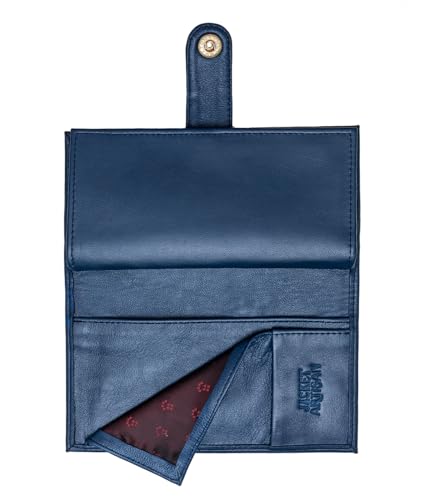 Women’s Genuine Leather Wallet – Slim Design with Secure Snap Multiple - Card Slots & Interior Zipper Pocket (Blue) - color: Blue