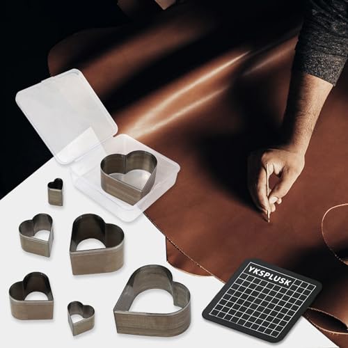 9 Pcs Leather Hole Cutter Tool Set, 9 Sizes Heart Shape Cutter Tools High Carbon Steel, Leather Cutting Dies Kit for DIY Craft, Hollow Punching with Plastic Box - style: 9 Pcs Heart