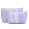 Wandering Nature Makeup Bag Small Cosmetic Bag for Purse 2 Pack Small Make Up Pouch Cute Travel Pouch with Zipper for Women, Purple Stripe - color: Purple Stripe