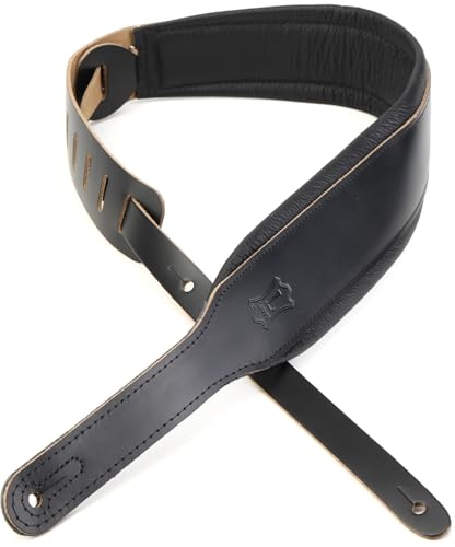 Levy's Amped Leather Series Acoustic Guitar Strap - Black