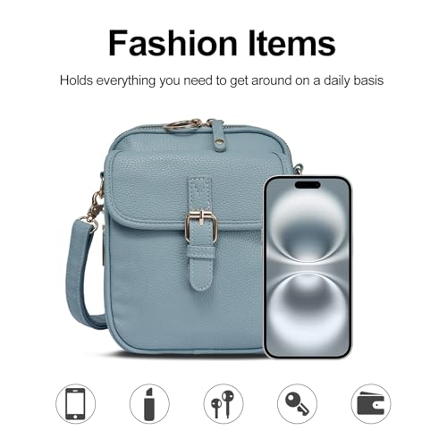 Vintage Messenger Bag,Womens Large Capacity Crossbody Leather Bags,Mini Shoulder Sling Pouch with Card Slots(6.1x3x8 inch) - color: Blue, size: 6.1x3x8inch