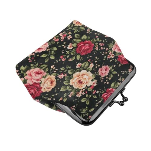 Kiss-lock Coin Purse for Women Change Purses Cute Small Coin Pouch Tiny Coin Wallet (Cute Floral) - color: Cute Floral
