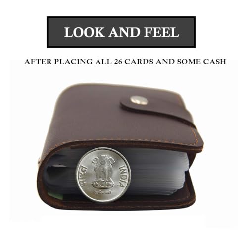 Stealodeal PU Leather Card Holder – Multi-Compartment Organizer for Debit/Credit/ATM Cards (Unisex Design) (Brown 28 Slots) - color: Brown 28 Slots