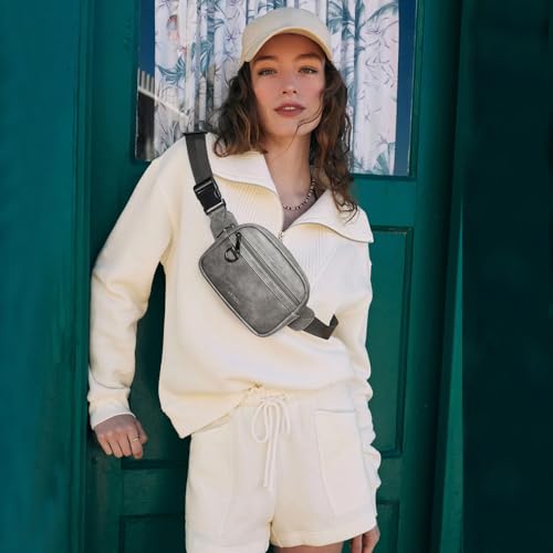 Leresas 2L Fanny Pack for Women Belt Bag Waist Purse Waist Bag Vegan Leather Fanny Pack Travel Waist Pouch Dark Grey - color: Dark Grey