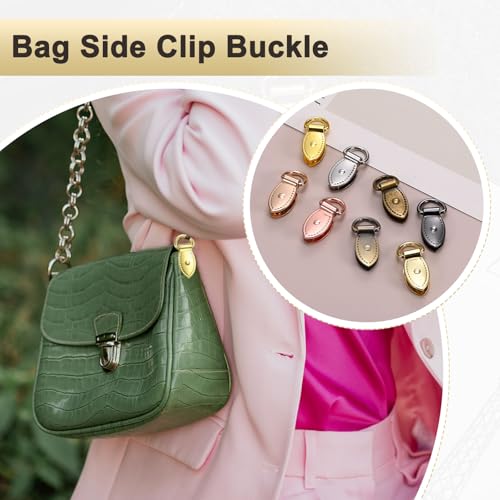 M METERXITY 4-Pack Bag Side Clip Buckle, Metal Purse Suspension Clasp Leaf Shape Handbag Chain Strap Connector with D Ring for Purse/Keyring/DIY Crafts Hardware Accessories [Bronze] - color: Bronze