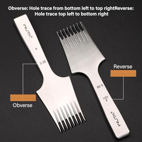 WUTA Leather Chisel All-Polished Die-Steel Puncher French Style Pricking Iron Sharp Leather Punching (Obverse, 1.92 mm 2Teeth) - color: Obverse, size: 1.92 mm 2Teeth