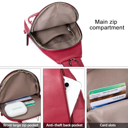 CLUCI Crossbody Bags for Women Men,Leather Sling Bag Cross Body Backpack for Woman Gifts for Women Birthday Unique - color: 1-1 Cherry