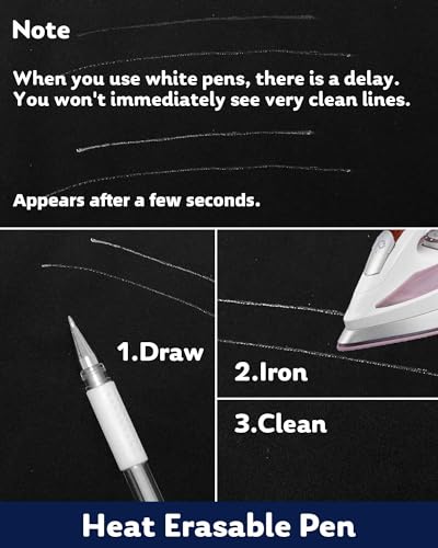 Jauisus Heat Erasable Pens for Fabric with 30 Refills White Fabric Markers, White heat erase pens for fabric Marking Pens for Sewing Quilting DIY Crafts and Embroidery