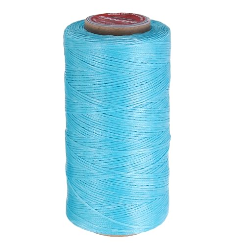 uxcell Flat Leather Sewing Waxed Thread, 270m / 295 Yards Polyester Wax String, 150D Wax Stitching Cord for Leather Crafts, Bookbinding, Bracelets Braided, Lake Blue - color: Lake Blue