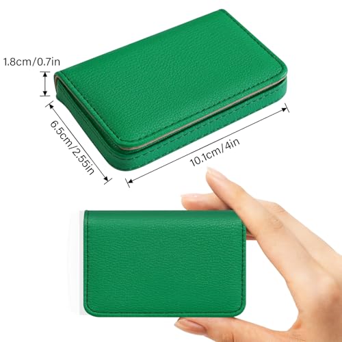 Business Card Holder，PU Leather Business Card Case Color Printing Pattern Card Holder Wallet，Pockets Magnetic Credit Card Holders for Men and Women - Dark Green - color: Dark Green