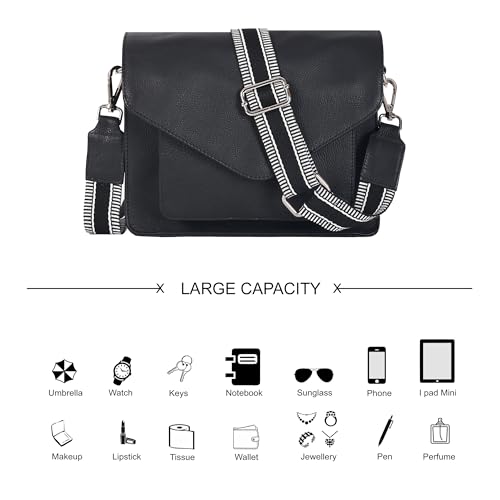 Ozora Genuine Leather Crossbody Purse for Women, Shoulder Bag - color: Black Ndm W2
