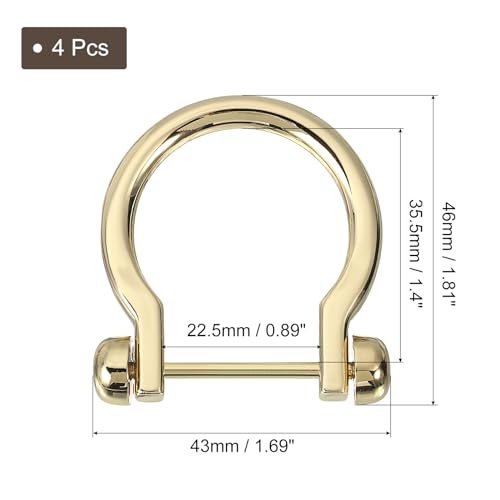 uxcell D-Rings Screw in Shackle, Zinc Alloy Horseshoe U Shape D Ring Buckles for Purse DIY Leather Craft - color: Gold, size: 0.89 Inch