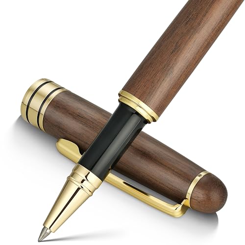 BEILUNER Luxury Wood Ballpoint Pen Writing Set,Walnut-Elegant Fancy Nice Gift Pen Set for Signature Executive Premium Office Fancy Nice Supplies - Gift Boxed with Extra Refills (Black) - color: Walnut