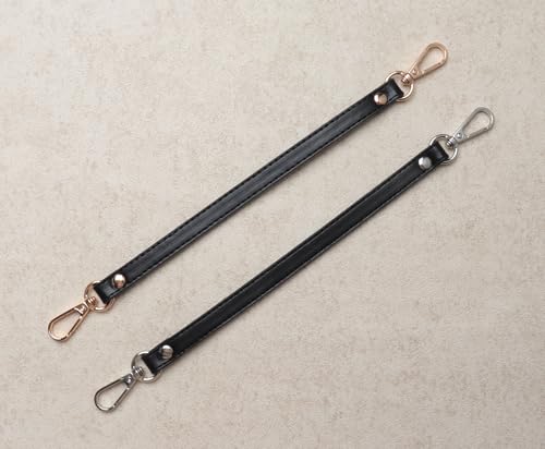 2 Pcs PU Leather Purse Straps with Swivel Clasps Replacement Handle for Women Purse Making Tote Shoulder Bag - color: Black