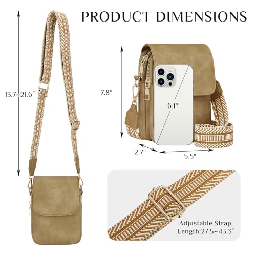 Fashion Small Crossbody Bags for Women Trendy Designer Cell Phone Purses - color: Huashan Apricot