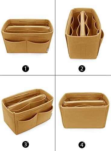 LEXSION Felt Purse Organizer Insert, Tote Bag Shaper Dividers with 5 Sizes - color: Brown, size: Slender Medium