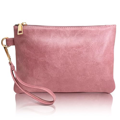 K.E.J. Clutch Purses for Women Wallet Wristlet Small Wallet Purses Clutch Handbags Zipper Purse for Ladies Women Gifts - color: Pink