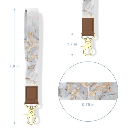 Credit Card Holder, Small RFID Wallet Slim Leather Card Organizer Case - color: B-Grey Marble, size: Wrist Strap