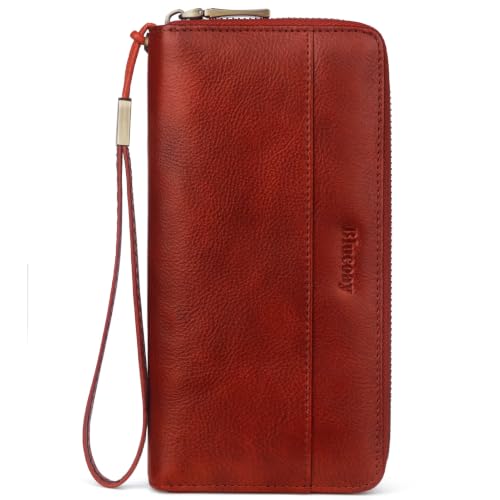 Real Leather Wristlet Wallet Women With RFID Blocking(red) - color: a8-red