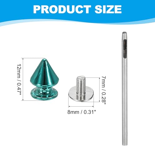 PATIKIL 12mm Studs for Clothing, 24 Sets Spikes for Clothes Studs and Spikes Leather Rivets Metal Cone Punk Spikes Screw Posts with Hole Puncher for Leather Jacket Fabric, Dark Blue - color: Dark Blue
