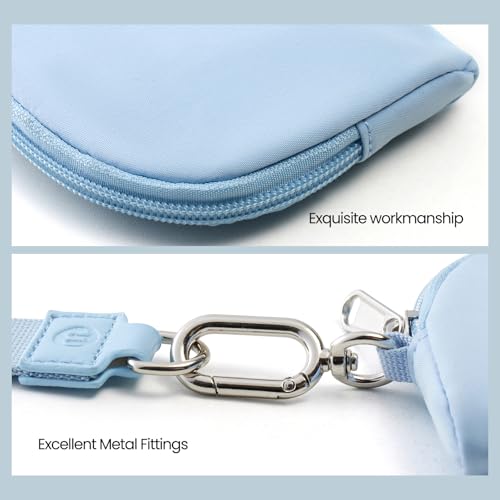 Mini Dual Pouch Wristlet Wallet for Women – Zip Around wristlet Keychain Wallet with 2 Wristlets, Ideal for Dog Walking, Coffee Runs & Lunch Break Essentials (Blue) - color: Blue