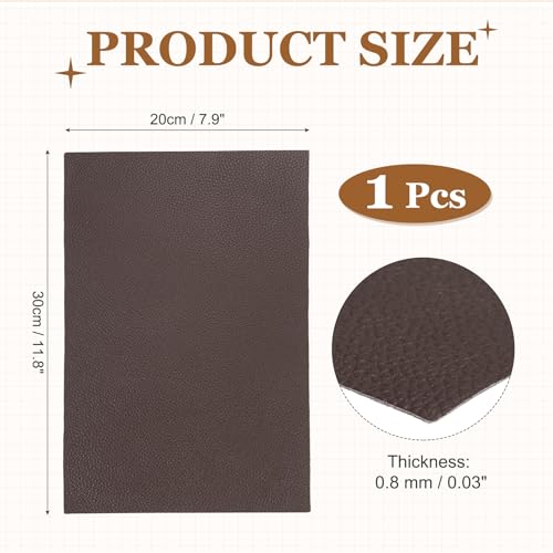 MECCANIXITY Top Grain Leather Sheet 11.8 x 7.9 Inch Natural Cow Leather 0.8mm Fabric Pieces for DIY Craft Furniture Office Belts Notebook Covers, Dark Brown - color: Dark Brown, size: 0.8mm