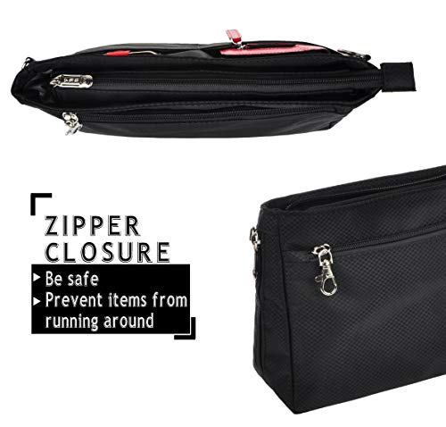 Vercord Expandable Nylon Handbag Purse Organizer Insert Liner Shaper Bag in Bag Black Medium - color: Black, size: Medium
