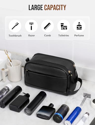PU Leather Toiletry Bag for Men, Black - color: Black, size: Medium