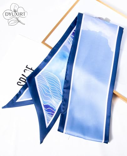 Head Scarf Purse Handle Neck Satin Hair Scarfs For Bag Lightweight Silky Long Thin Women's Fashion Scarves 59 * 5.9” - color: H19-water Ripple(59*5.9inch)
