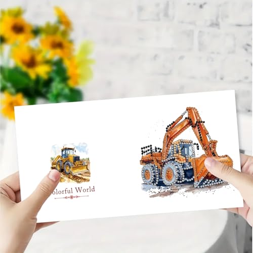 DDGYP 6 Pack,Diamond Painting Greeting Cards with Envelopes, 5.9x5.9in - color: Excavator 2