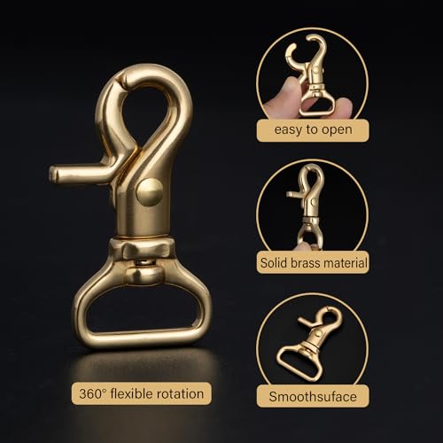 WUTA Solid Brass Trigger Snap Hooks Lobster Clasps Swivel Trigger Snap Hooks for Straps Bags Belting Leathercraft Heavy Duty Clips - color: 5PCS, size: 2# 36*12mm inner