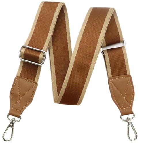 Adjustable Purse Strap with Brown Leather End - 1.5" Wide Handbags, Camera, Guitar, Phone & Crossbody Bag Replacement Shoulder Straps(Silver Hardware) - color: Brown Strap-Silver hook-T502