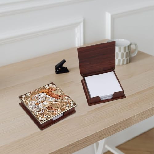JISHSHAY Diamond Painting Note Box Horse Diamond Art Sticky Note Holder Gem Art Notecard Box Gem Painting Mosaic Kits for Adults Embroidery Kit Memo Pad Holder, Contains 160 Sheets of Paper - color: Horse