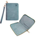Passport Holder for Travel Wallet,RFID Detachable Wrist Strap Wallet | Leather Travel Card Sleeve for Men Women - color: Light blue