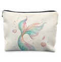 Coastal Beach Mermaid Tail Makeup Bag for Women | Mermaid Gifts for Women,Glitter Blue and Pink Ocean Mermaid Tail Seashell Cosmetic Toiletry Bag Zipper Pouch - color: Mermaid Tail Seashell