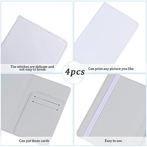 4 Pack Blank Sublimation Passport Holders PU Leather RFID Blocking Passport Covers with 3 Card Slots Boarding Pass Pocket Secure Snap Closure Unisex Travel Wallet for Men Women DIY Custom Gift