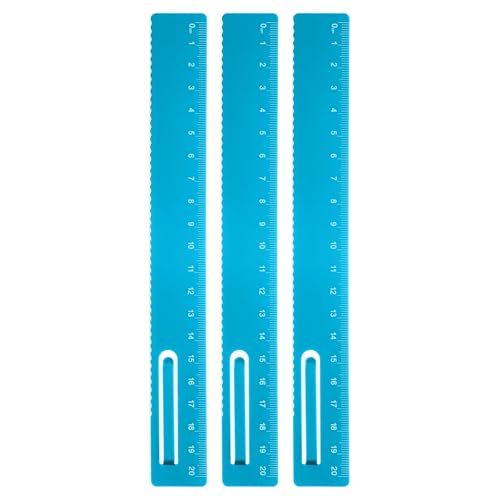 HARFINGTON 3pcs Straight Ruler 20cm Metric Metal Aluminum Alloy Measuring Bookmark Clip Ruler Scale Tool for Measure Study Reading Classroom Office, Blue - color: Deep Blue, size: 20cm