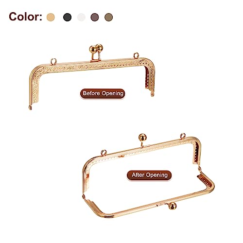 uxcell 5Pcs Metal Purse Frames 8.1" Gold Black Silver Copper Bronze | Kiss Lock Clasp Frame, for Coin Bag DIY