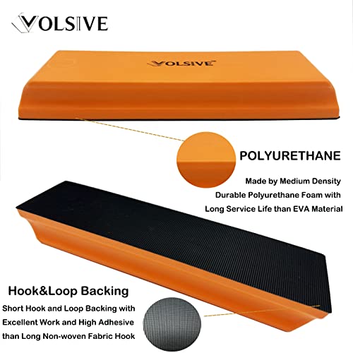 VOLSIVE 7pcs Hand Sanding Block Set, Rectangle Handheld Sanding Pad, Hook and Loop Interchangeable Assorted Shapes, for Sanding or Polishing in Auto Body and Paint Shops - Orange - color: Sanding Block, size: Orange 7pcs Set-Short Hook