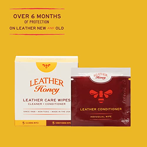 Leather Honey Leather Wipe Kit – Non-Toxic Cleaner & Conditioner | 5 cleaner & 5 conditioner wipes. Same trusted formulas, made in the USA. For any color leather — car seats, shoes & bags. - style: Combo