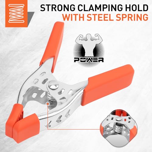 HORUSDY 4-Piece 8" inch Spring Clamp, Heavy Duty Spring Metal Spring Clamps, 3.4"-inch Jaw opening - color: Orange, size: 8 inch 4-Piece